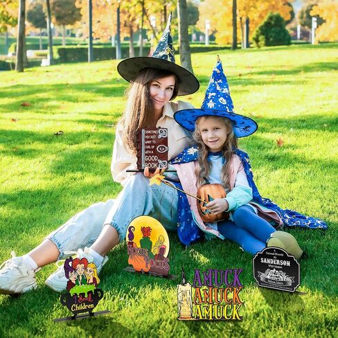 5 قطع من زخارف قطع مركزية للطاولة الخشبية للهالوين، أخوات ساندرسون للهالوين قطع مركزية للطاولة شخصية ساحرة لمستلزمات حفلات الهالوين هدايا ديكور المنزل in Kuwait