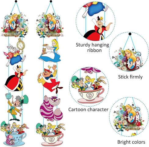 Alice In Wonderland Door Sign Banner,Designed Door, Hanging Banner,Porch Sign Banners,Welcome Hanging Alice for Tea Party Birthday Party Alice In Wonderland Party Decorations in Kuwait