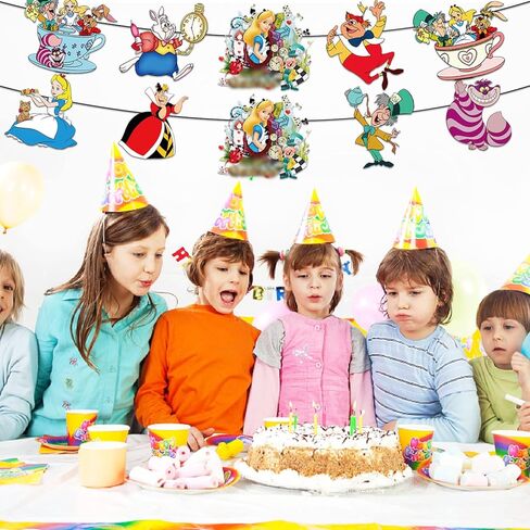 Alice In Wonderland Door Sign Banner,Designed Door, Hanging Banner,Porch Sign Banners,Welcome Hanging Alice for Tea Party Birthday Party Alice In Wonderland Party Decorations in Kuwait