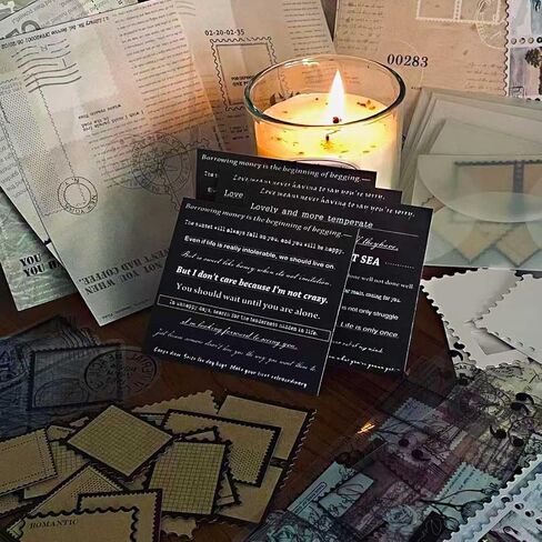 Vilikya 100pcs Postal Junk Journal Supplies, Vintage Postage Stamp Stickers for Scrapbook Kit, Decoupage Paper Quote Stickers for Collage Ephemera, Hollow Frames for Scrapbooking in Kuwait