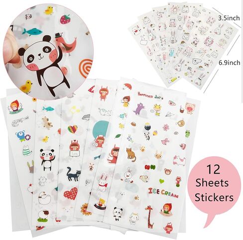 Agwut 18 Rolls Kawaii Cute Cartoon Animals Washi Tape Set Bronzing Kawaii Decor Masking Tape for Scrapbook, DIY Crafts Supplies, Planners Gift Wrapping - with 12 Sheets Kawaii Stickers in Kuwait