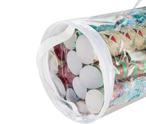 أكياس تخزين لفافة ورق تغليف الهدايا من Elf Stor بطول 31 بوصة، 2 قطعة من حقائب اليد الشفافة بمقابض، تناسب ما يصل إلى 25 قطعة من لفة ورق تغليف الهدايا في كل حقيبة in Kuwait