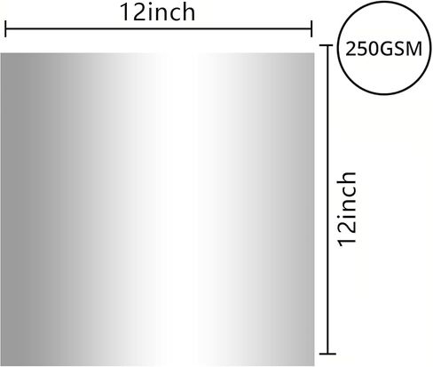 Silver Metallic Cardstock Paper, 30pcs of 12"x12" (250 GSM) - Foil Board, Mirror Finish Surface, Perfect for Crafting, Invitations & Decorations (Silver) in Saudi Arabia