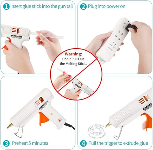مسدس صمغ صناعي يذوب بالحرارة بقدرة 150 واط من تشانسيون، قابس أمريكي مع 10 قطع من أعواد الصمغ قابلة للتعديل لدرجة الحرارة، 2 فوهات نحاسية للحرف اليدوية والإصلاحات السريعة in Kuwait