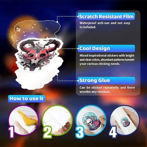 ملصقات لاغوم دريمبوت الشريرة الصيدلية الجمجمة للهالوين - 50 ورقة لألواح التزلج، ومصدات السيارات، والأمتعة، وزجاجات المياه، وديكور المنزل، والمزيد in Kuwait