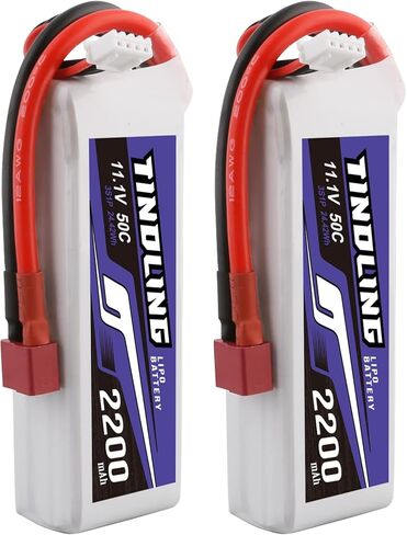 TINDLING 3S Lipo Battery 11.1V 2200mAh 50C حافظة ناعمة مع Deans T لسيارة RC FPV Drone Quadcopter Racing Airplane UAV (عبوتان) in Kuwait