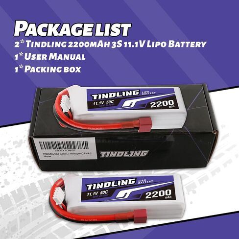 TINDLING 3S Lipo Battery 11.1V 2200mAh 50C حافظة ناعمة مع Deans T لسيارة RC FPV Drone Quadcopter Racing Airplane UAV (عبوتان) in Kuwait