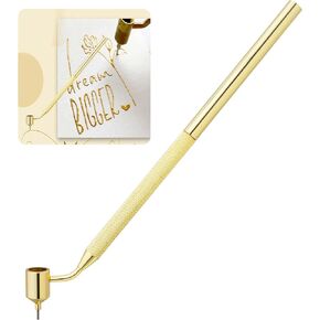 PAGOW Detailing Fine Line Fluid Writer Paint Applicator Pen, 0.5 mm Gold Brass Construction Slanting Tip Perfect for Rock Chips and Scratch Repair
