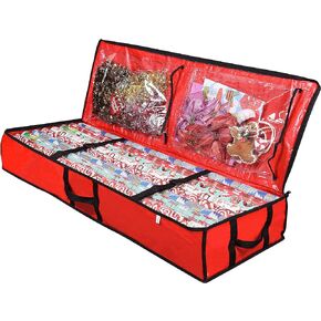 ProPik Wrapping Paper Storage Containers | Gift Wrap Organizer Under Bed | 41"x14"x6" | Box Holds 18-24 Rolls Up to 40" Long | Holder with Pockets for Ribbon Bows & Accessories (Black) in Saudi Arabia