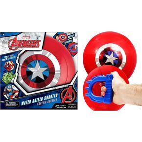 ألعاب مسدس ودرع الماء من Marvel Avengers Spiderman & Captain America (عبوتان) لعبة Water Web Shooter Avengers Water Gun Soaker مع درع للعبة مسدسات رش الماء للأطفال. لعبة البلياردو 6818-2
