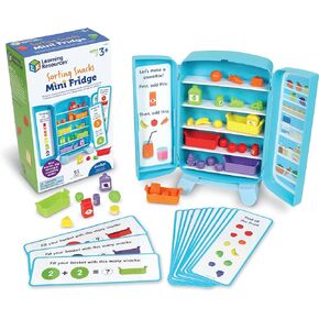 Learning Resources Sorting Snacks Mini Fridge ,51 Pieces, Ages 3+, Toddler Toys, Educational Toys, Snack Toys,Plastic Food Toys,Kids Kitchen Accessories in Kuwait
