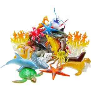Ocean Sea Animal, Assorted Mini Sea Creatures Toys Set, Realistic Underwater Sea Animals Figure Bath Toy, 38Piece Set in Kuwait