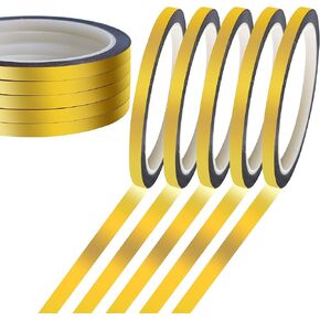 شريط مرآة واشي معدني من Swanaryo، 5 لفات، شريط ديكور واشي ذهبي وردي، شريط رسم فني DIY لتغليف الهدايا لتزيين خزانة الحائط وخزانة الحمام، 1/5 بوصة × 250 ياردة (ذهبي وردي) in Kuwait