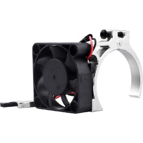 RC Car Motor Cooling Fan Thermal Sensor Heatsink 40mm Brushless Cooling Fan with Alloy Clamp for 1/8 1/10 Buggy Cars 540 550 3650 4268 4274 Motors (Silver)