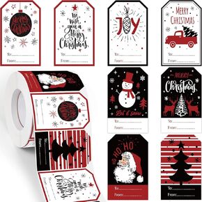 720 Pcs Self Adhesive Christmas Gift Tag Xmas Kraft Name Tags Natural Kraft Christmas Stickers Paper Tags Christmas Presents Labels for Decoration (Classic Style)