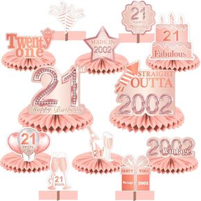 Happy 14th Birthday Rose Gold Table Honeycomb Centerpieces Balloons Theme Decor Table Decorations Table Toppers for Girls Women Sweet Princess 14 Years Old Pink Birthday Party Bday Supplies Ornament