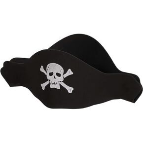 Black Pirate Hat Flat Foam - One Size Fits Most (Pack Of 1) - Ideal For Costume Parties, Halloween & Fun in Kuwait