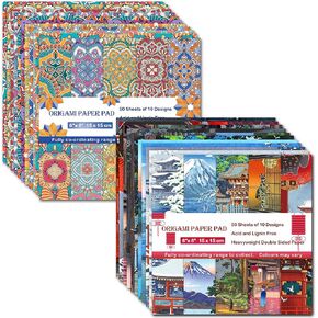 ورق اوريغامي 6x6 مزدوج الجوانب 50 ورقة 10 ألوان طقم اوريغامي ياباني Chiyo Square Craft Kits سهل الطي فنون الحرف اليدوية DIY المبتدئين بوهيميا
