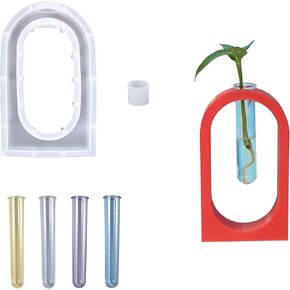 Cayway Resin Mould for Plant Propagation Station, Hexagon Vase Mould Vase Silicone Moulds for Resin Casting with 6 PCS Acrylic Test Tubes for Hydroponic Plants, Home Office Decor in Kuwait