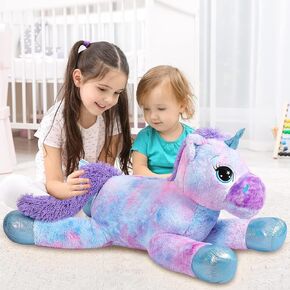 سنوولف 31.5 بوصة يونيكورن محشوة الحيوان أفخم لعبة لينة يونيكورن أفخم وسادة كبيرة حصان كبير أفخم رقيق الدهون المتضخم أفخم هدية يونيكورن متعددة الألوان للأطفال الفتيات، 31.5 بوصة / 80 سم، ملونة in Kuwait