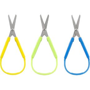 3Pcs mini loop scissors, 5.5" Inches adaptive scissors for kids special needs - Right and Lefty Support, Colorful training scissors for toddlers 2-4 years