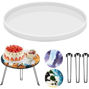 19.7 Inch Round Epoxy Table Resin Molds, ULENDIS Large Charcuterie Board Resin Mold with 3 PCS Hairpin Legs, Reusable DIY Art Home Decoration Resin Tray Mold for River Table, Cutting Board in Kuwait