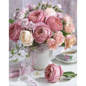 Koikify 5D Diamond Painting Full Drill Pink Rose Diamond Art for Adults Round Resin Diamond Picture 5D Cross Stitch Beads Pasted Craft DIY Painting for Home Wall Decor, Gift 11.8x15.7 Inch