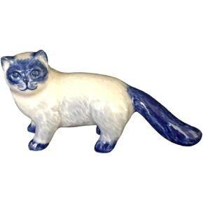 تمثال صغير من السيراميك لبيت الدمية الفارسي القط Delft الأزرق والأبيض النادرة مصغرة حديقة بونساي اليدوية رسمت هدية عيد الحب in Kuwait