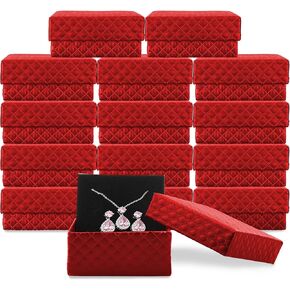 Necklace Earring Ring Box Gift Box,15 Pieces Square Cardboard Jewelry Gift Boxes,Cotton Filled Cardboard Paper Jewelry Box Gift Case (2.95 x 2.95 x 1.38 Inches) (Red)