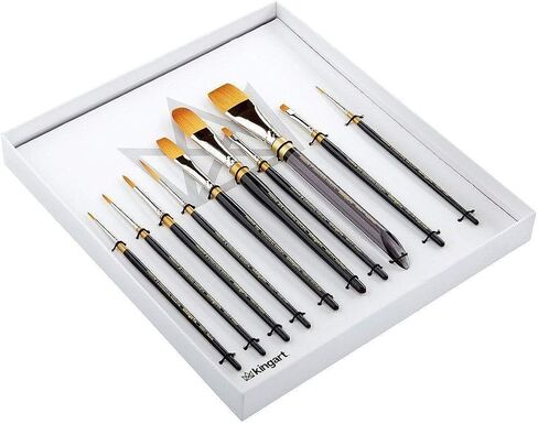 KINGART Original Gold Series Premium Golden Taklon, Multimedia Artist Brushes, Gift Box, Set of 10 PCS in Saudi Arabia