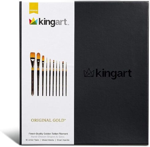 KINGART Original Gold Series Premium Golden Taklon, Multimedia Artist Brushes, Gift Box, Set of 10 PCS in Saudi Arabia