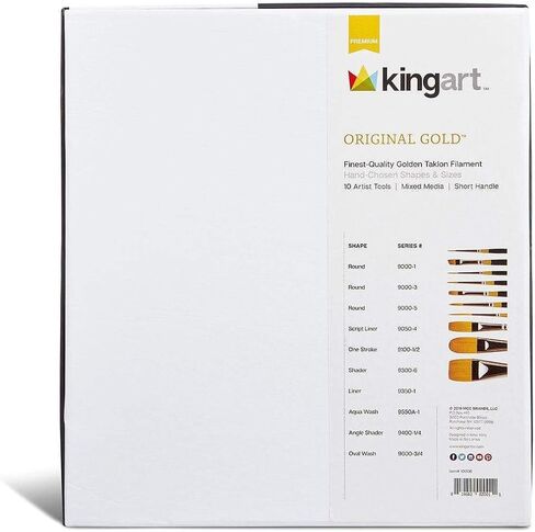 KINGART Original Gold Series Premium Golden Taklon, Multimedia Artist Brushes, Gift Box, Set of 10 PCS in Saudi Arabia