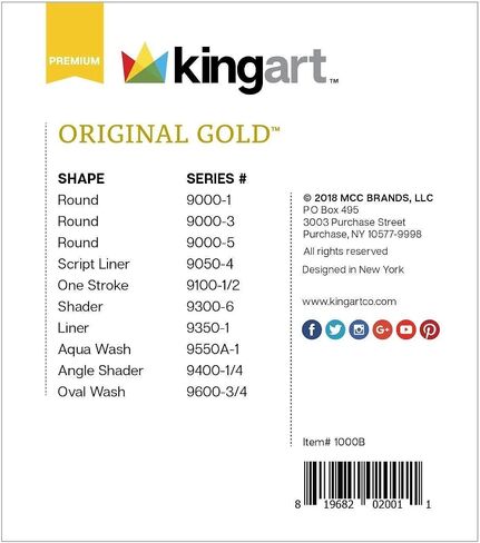KINGART Original Gold Series Premium Golden Taklon, Multimedia Artist Brushes, Gift Box, Set of 10 PCS in Saudi Arabia