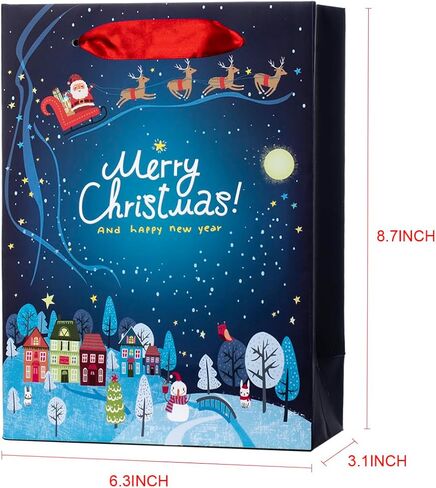 24 قطعة من أكياس هدايا عيد الميلاد الصغيرة من أرتليميرز مع مقابض، وأوراق مناديل لتغليف الهدايا، وأكياس ورق كرافت السائبة، مطبوعات متنوعة لعيد الميلاد لعيد الميلاد، وأعياد الميلاد، والعطلات، ومفضلات الحفلات، والهدايا، والخروج in Kuwait