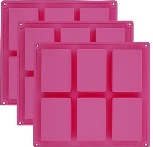 قوالب صابون مستطيلة الشكل، 6 تجاويف من السيليكون، قوالب لصنع الصابون والشوكولاتة والتيراميسو، مجموعة من 3 قطع in Kuwait