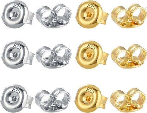 12 قطعة من الأقراط البديلة من الفضة الإسترلينية عيار 925 الحقيقية، دعامات حلق على شكل فراشة من AKRUWELRY لمسامير الماس، دعامة آمنة لا تسبب الحساسية للبريد، لون فضي in Kuwait