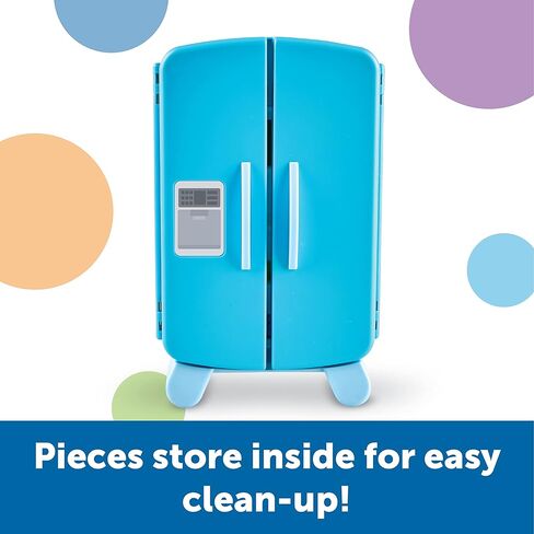 Learning Resources Sorting Snacks Mini Fridge ,51 Pieces, Ages 3+, Toddler Toys, Educational Toys, Snack Toys,Plastic Food Toys,Kids Kitchen Accessories in Kuwait