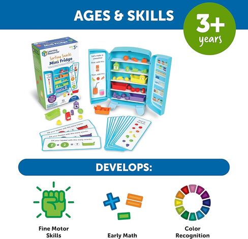 Learning Resources Sorting Snacks Mini Fridge ,51 Pieces, Ages 3+, Toddler Toys, Educational Toys, Snack Toys,Plastic Food Toys,Kids Kitchen Accessories in Kuwait