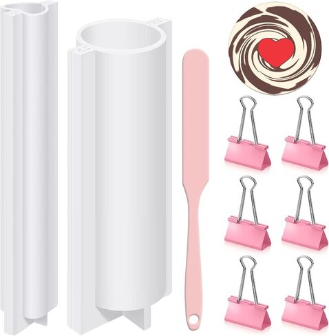 Tessco 9 Pcs Heart Shaped Long Tube Silicone Mold Big Round Silicone Tube Mold Large Column Mold Heart Soap Embed Molds Soap Making Supplies with Spatula Binder Clips for Soap Chocolate Candy Cake in Saudi Arabia