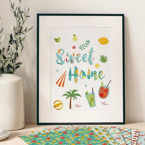 Whaline 12 Designs Summer Pattern Paper Pack 24 Sheet Holiday Scrapbook Specialty Paper Double-Sided Collection Decorative Craft Paper Folded Flat for Summer Card Making Scrapbook Photo Album Decor in Saudi Arabia