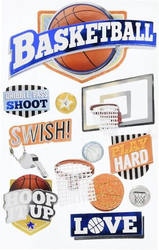 Paper House Productions 3D Stickers-Basketball Swish, Blue in Saudi Arabia