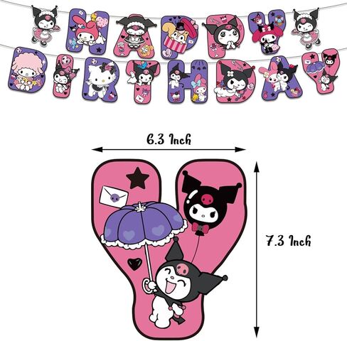 زينة حفلات اعياد الميلاد الكرتونية الجميلة من كاواي، مجموعة لوازم الحفلات التنكرية تتضمن لافتة عيد ميلاد سعيد وزينة كب كيك وبالون وبالون كبير على شكل شخصيات كرتونية in Kuwait