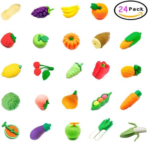 مجموعة من 24 قطعة جوانا ريد قابلة للتجميع من محايات الخضار والفواكه اليابانية الرائعة للاطفال - بدون نسخ مكررة - العاب احجية الافضل لهدايا الحفلات - عناصر صندوق الكنز للفصول الدراسية in Kuwait