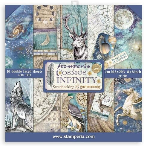 Stamperia International Mini Scrapbooking Pad-Cosmos Infinity, Multicoloured, 20.3 x 20.3 cm SBBS67 in Saudi Arabia