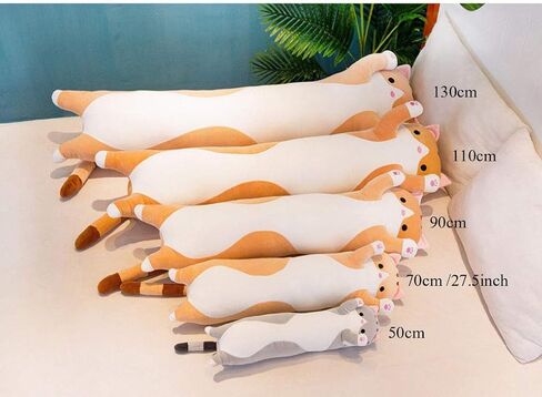 123Arts الكرتون القط لينة القطيفة الطويلة رمي وسادة الوسائد الحيوان واقعية ألعاب من نسيج مخملي in Kuwait