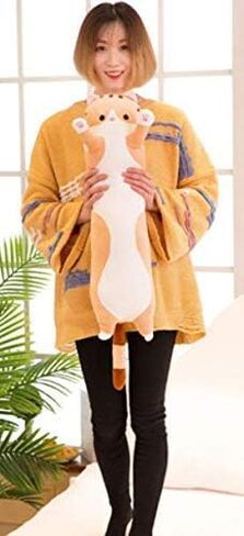 123Arts الكرتون القط لينة القطيفة الطويلة رمي وسادة الوسائد الحيوان واقعية ألعاب من نسيج مخملي in Kuwait