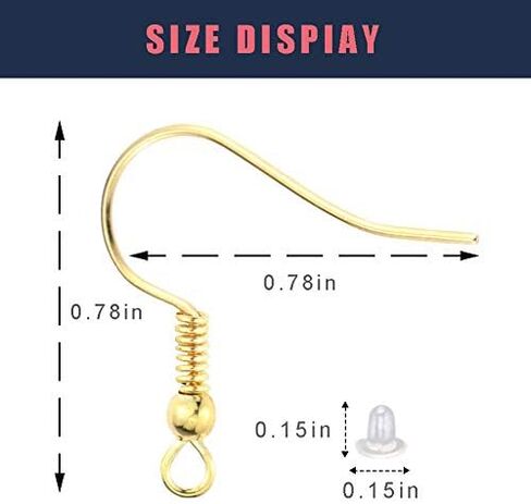 100 PCS Gold Earring Hooks Hypoallergenic Stainless Steel Earrings Fish Hooks with 100 PCS Clear Rubber Earring Backs for Jewelry Making DIY in Kuwait