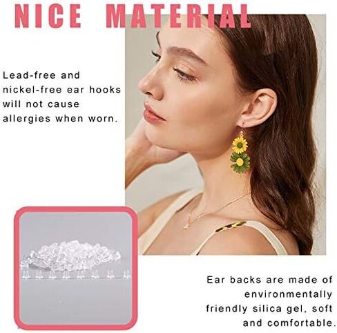 100 PCS Gold Earring Hooks Hypoallergenic Stainless Steel Earrings Fish Hooks with 100 PCS Clear Rubber Earring Backs for Jewelry Making DIY in Kuwait