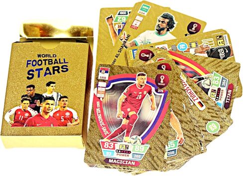 بطاقات تجارة نجوم كأس العالم لكرة القدم من ustopfire، بطاقات كرة القدم من رقائق الذهب، حزم بطاقات كرة القدم لدوري أبطال أوروبا، هدية فريدة للأطفال والكبار، ليست أصلية in Kuwait
