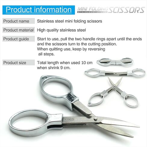 2 Pcs Mini Folding Scissors, Stainless Steel Telescopic Small Cutter, Foldable Scissors, Safety Portable for Travel, Fishing, Kitchen, Craft, Office, Cable, Hair, Sewing, Key Chain. in Saudi Arabia